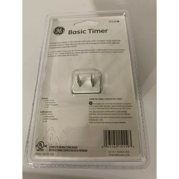 New GE BASIC Programmable Timer 15119 Lamp & Appliance Plug Timer INDOOR USE - Picture 2 of 4
